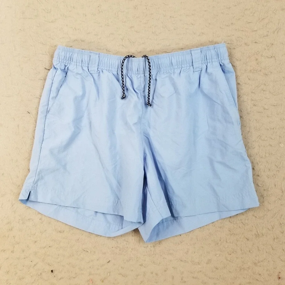 Columbia Shorts Mens L Blue PFG Backcast III Water Fishing Nylon FL0073 6 Inseam